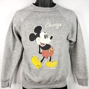 Mickey Mouse Sweatshirt Vintage 80s Disney Chicago Velva Sheen Made In USA Mens